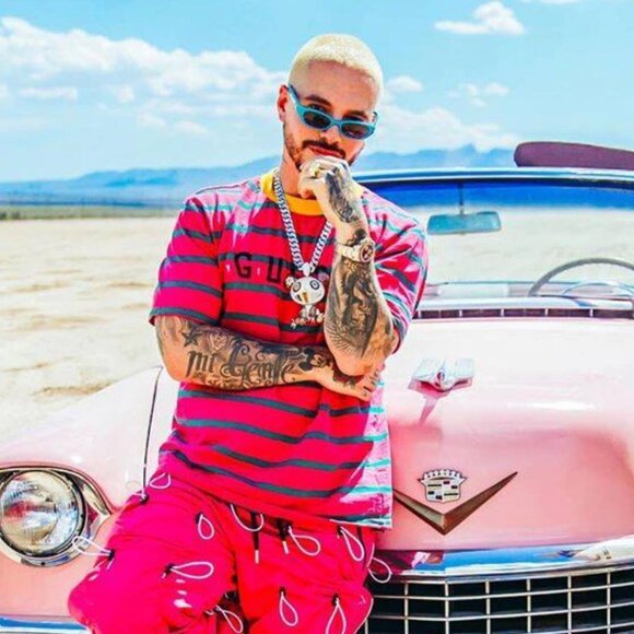 GUESS x J. BALVIN (Size S) Vibras Pink Striped T-Shirt - Picture 6 of 7